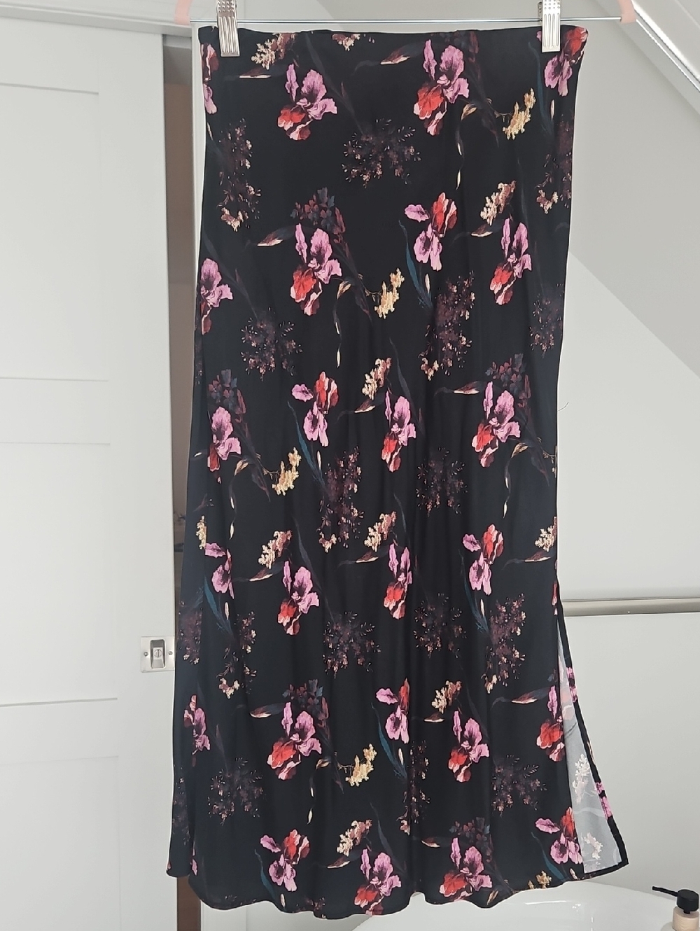 Madewell Layton Midi Slip Skirt Romantic Black Floral Sz 2